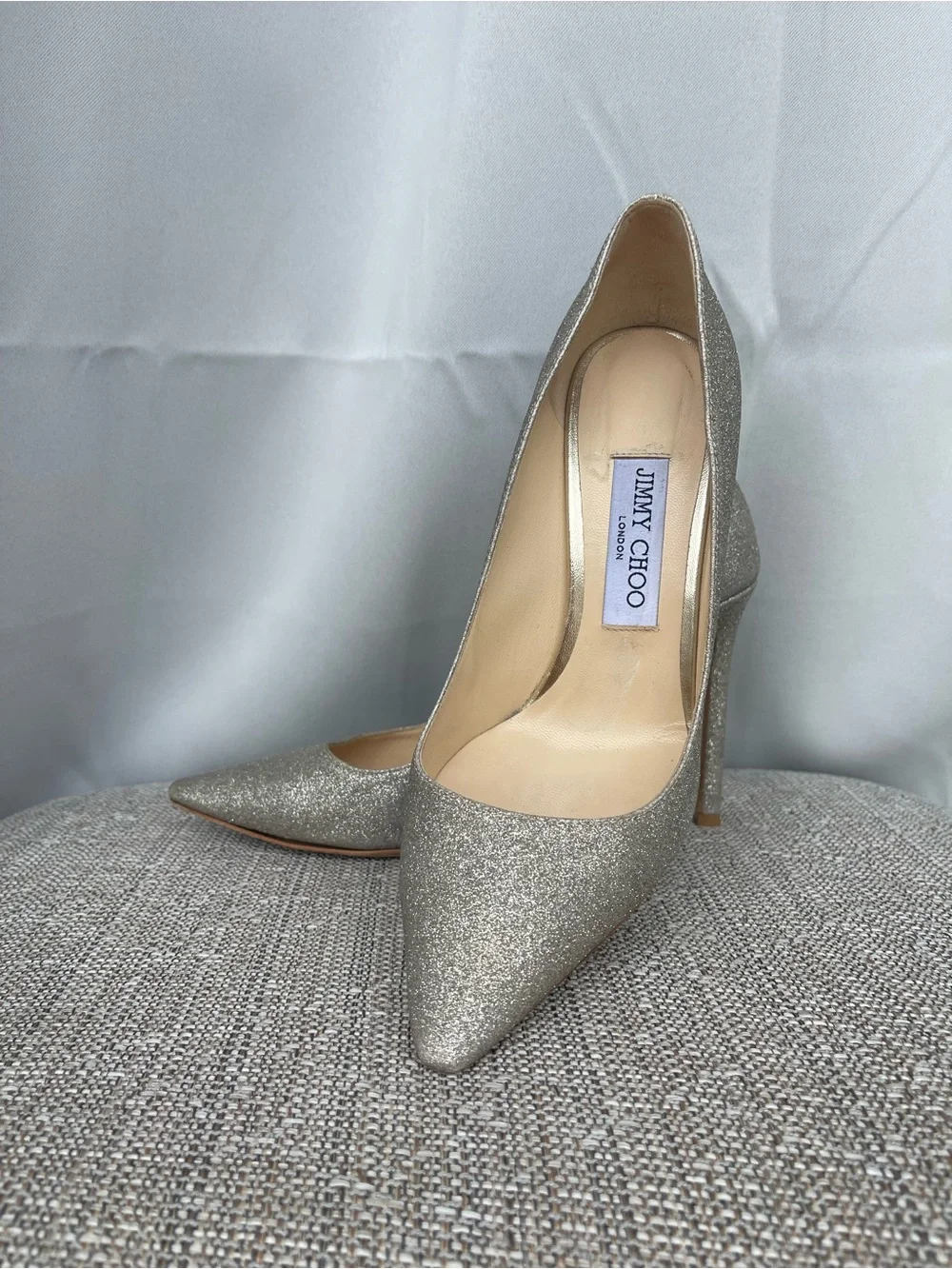Jimmy Choo Glitter Pointed-Toe Stiletto Pumps - Silver